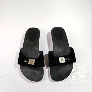 Chanel Black Suede Sandals Size 38